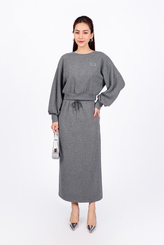 BAT93236 - Áo bộ thể thao vải len dáng lửng cổ tròn tay rộng bo chun tay áo - PANTIO