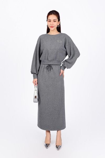 BAT93236 - Áo bộ thể thao vải len dáng lửng cổ tròn tay rộng bo chun tay áo - PANTIO