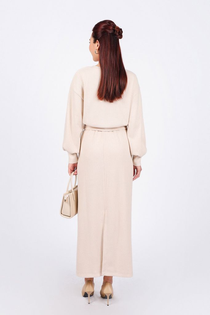 BAT93236 - Áo bộ thể thao vải len dáng lửng cổ tròn tay rộng bo chun tay áo - PANTIO