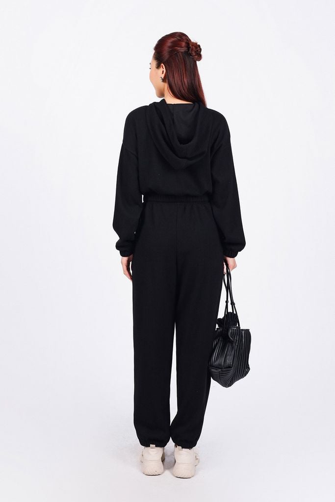 BAT93240 - Áo bộ thể thao vải len dáng lửng có mũ tay rộng bo gấu thân áo hoạ tiết thời trang phối tua rua chỉ - PANTIO