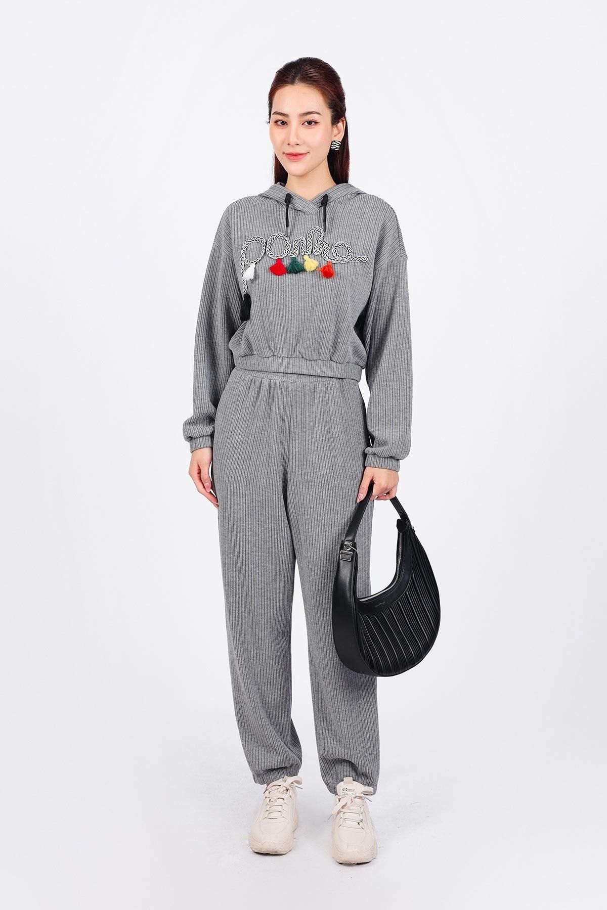 BQD93240 - Quần bộ thể thao vải len dáng suông dài cạp chun bo gấu thời trang - PANTIO