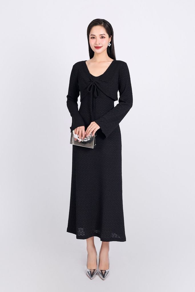 BDD93249 - Đầm hai dây dạo phố vải thô chun dáng suông thân váy suông dài - PANTIO