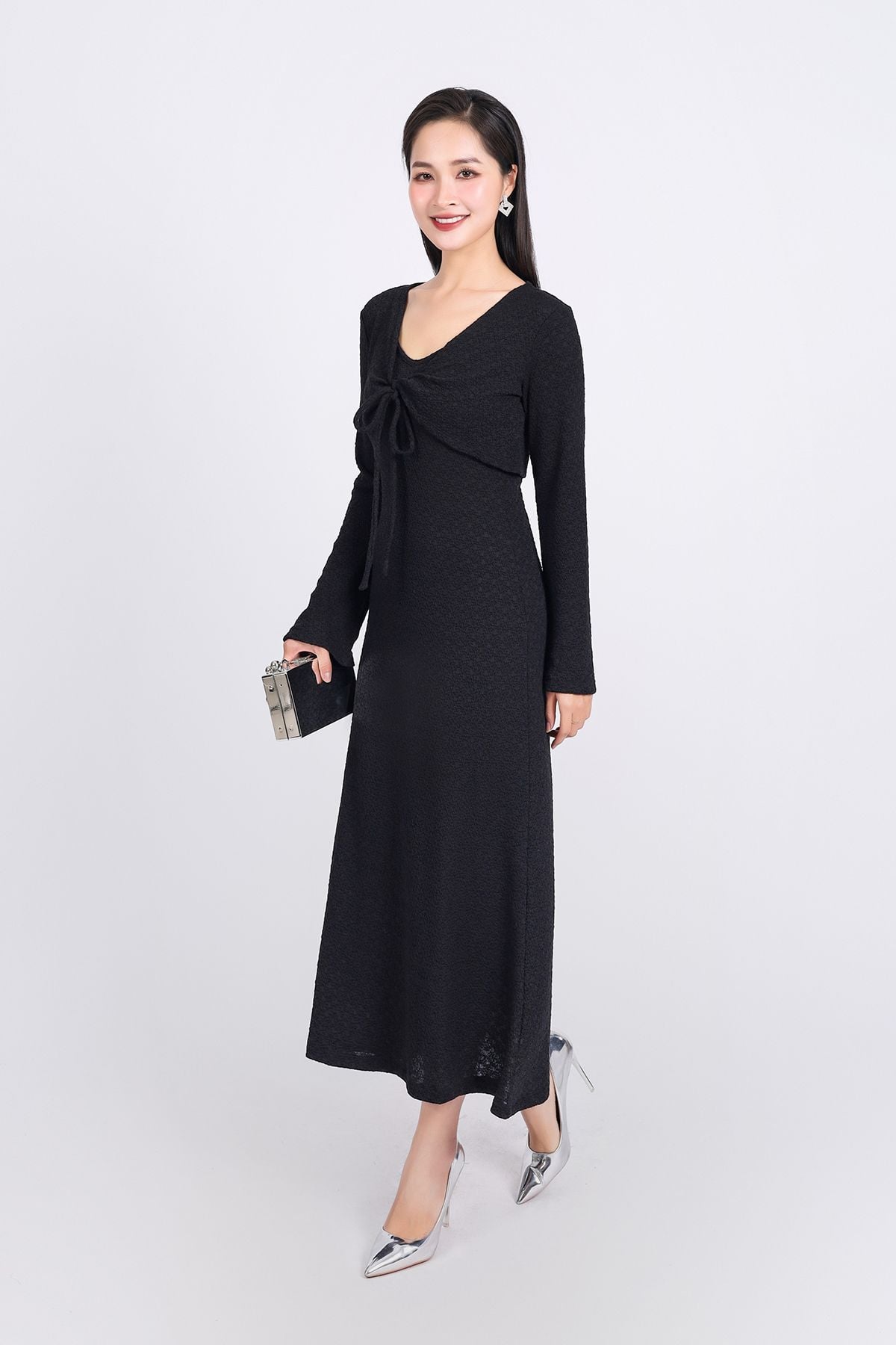 BDD93249 - Đầm hai dây dạo phố vải thô chun dáng suông thân váy suông dài - PANTIO