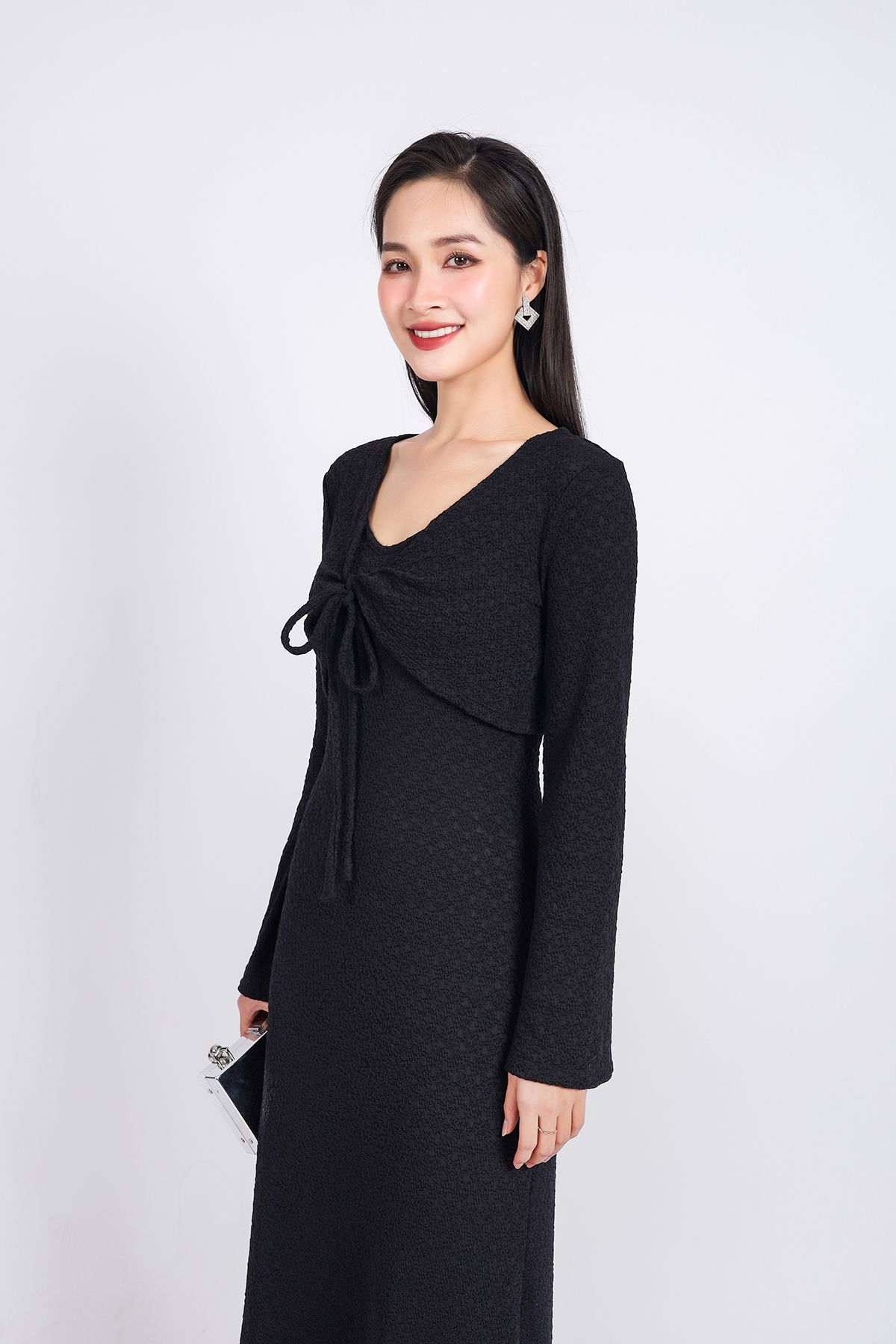 BDD93249 - Đầm hai dây dạo phố vải thô chun dáng suông thân váy suông dài - PANTIO