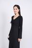BAT93249 - Áo khoác mỏng vải thô chun co giãn dáng croptop cổ chữ V xoắn ngực thắt dây nơ - PANTIO