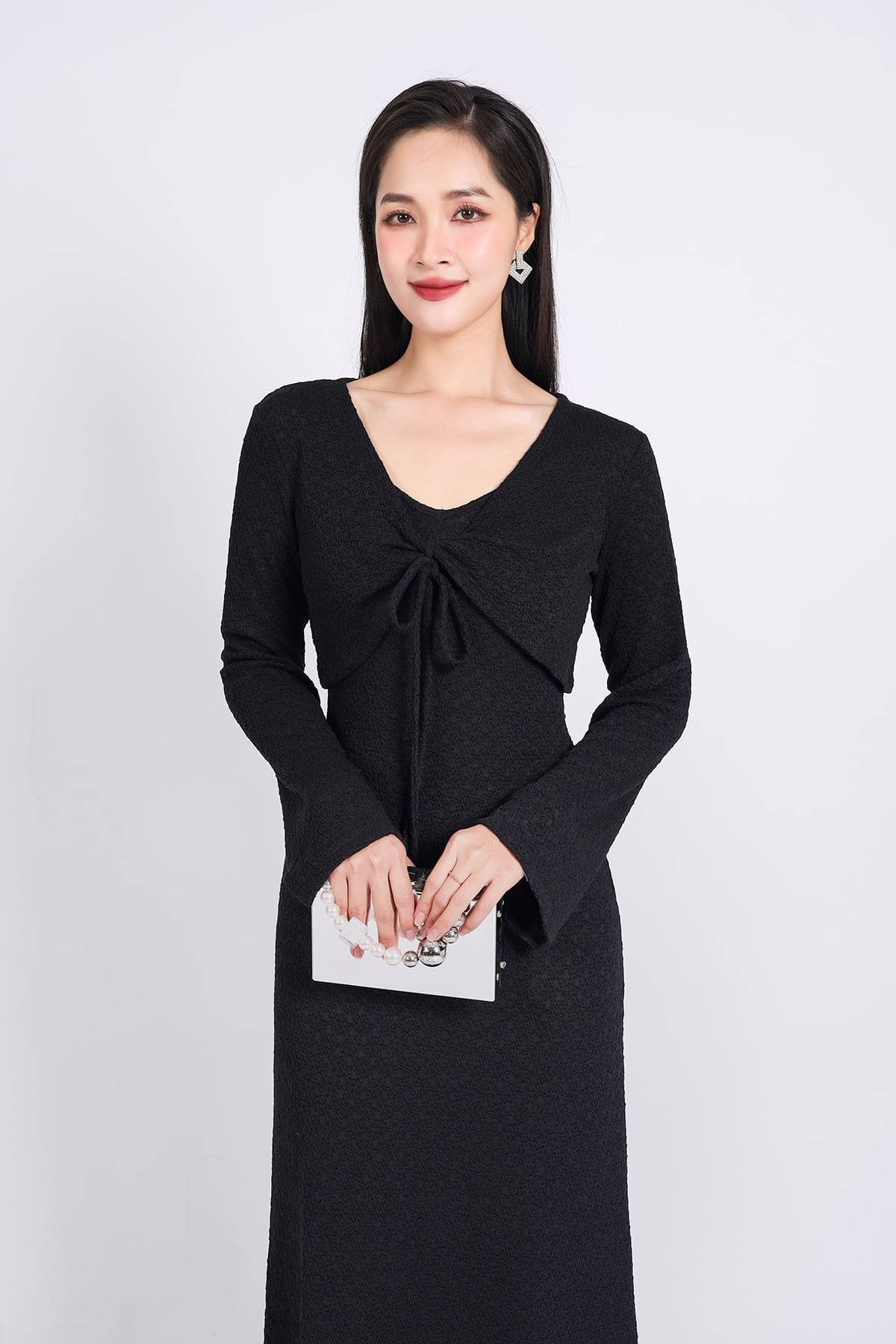 BDD93249 - Đầm hai dây dạo phố vải thô chun dáng suông thân váy suông dài - PANTIO