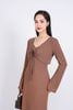 BAT93249 - Áo khoác mỏng vải thô chun co giãn dáng croptop cổ chữ V xoắn ngực thắt dây nơ - PANTIO