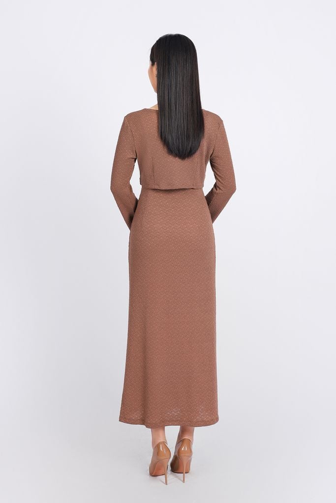BAT93249 - Áo khoác mỏng vải thô chun co giãn dáng croptop cổ chữ V xoắn ngực thắt dây nơ - PANTIO