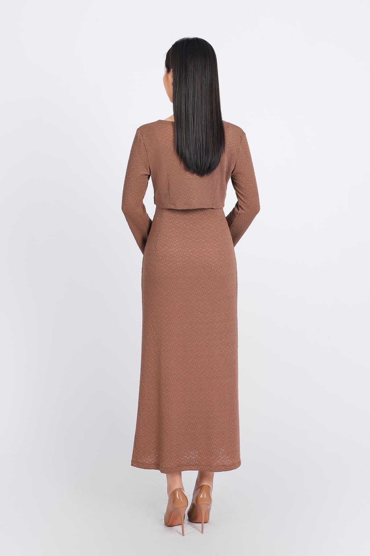 BDD93249 - Đầm hai dây dạo phố vải thô chun dáng suông thân váy suông dài - PANTIO