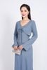 BAT93249 - Áo khoác mỏng vải thô chun co giãn dáng croptop cổ chữ V xoắn ngực thắt dây nơ - PANTIO