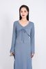 BAT93249 - Áo khoác mỏng vải thô chun co giãn dáng croptop cổ chữ V xoắn ngực thắt dây nơ - PANTIO