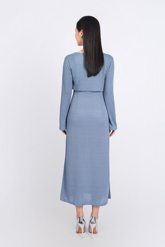 BAT93249 - Áo khoác mỏng vải thô chun co giãn dáng croptop cổ chữ V xoắn ngực thắt dây nơ - PANTIO