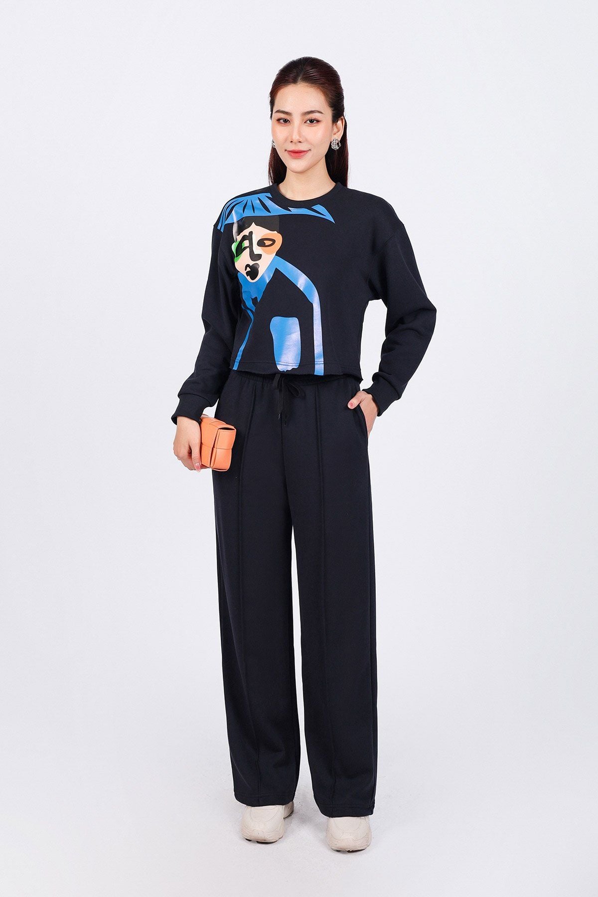 BQT93250 - Quần bộ thể thao vải cotton dáng suông cạp chun co giãn thân quần phối đường gân trang trí - PANTIO