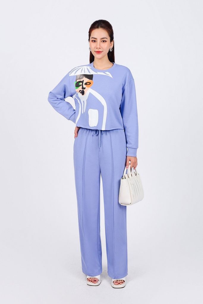 BQT93250 - Quần bộ thể thao vải cotton dáng suông cạp chun co giãn thân quần phối đường gân trang trí - PANTIO