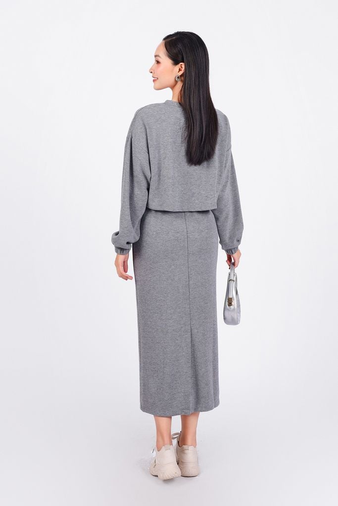 BJD93295 - Chân váy bộ thể thao vải len dáng dài cạp chun co giãn phối dây thắt nơ tạo kiểu - PANTIO