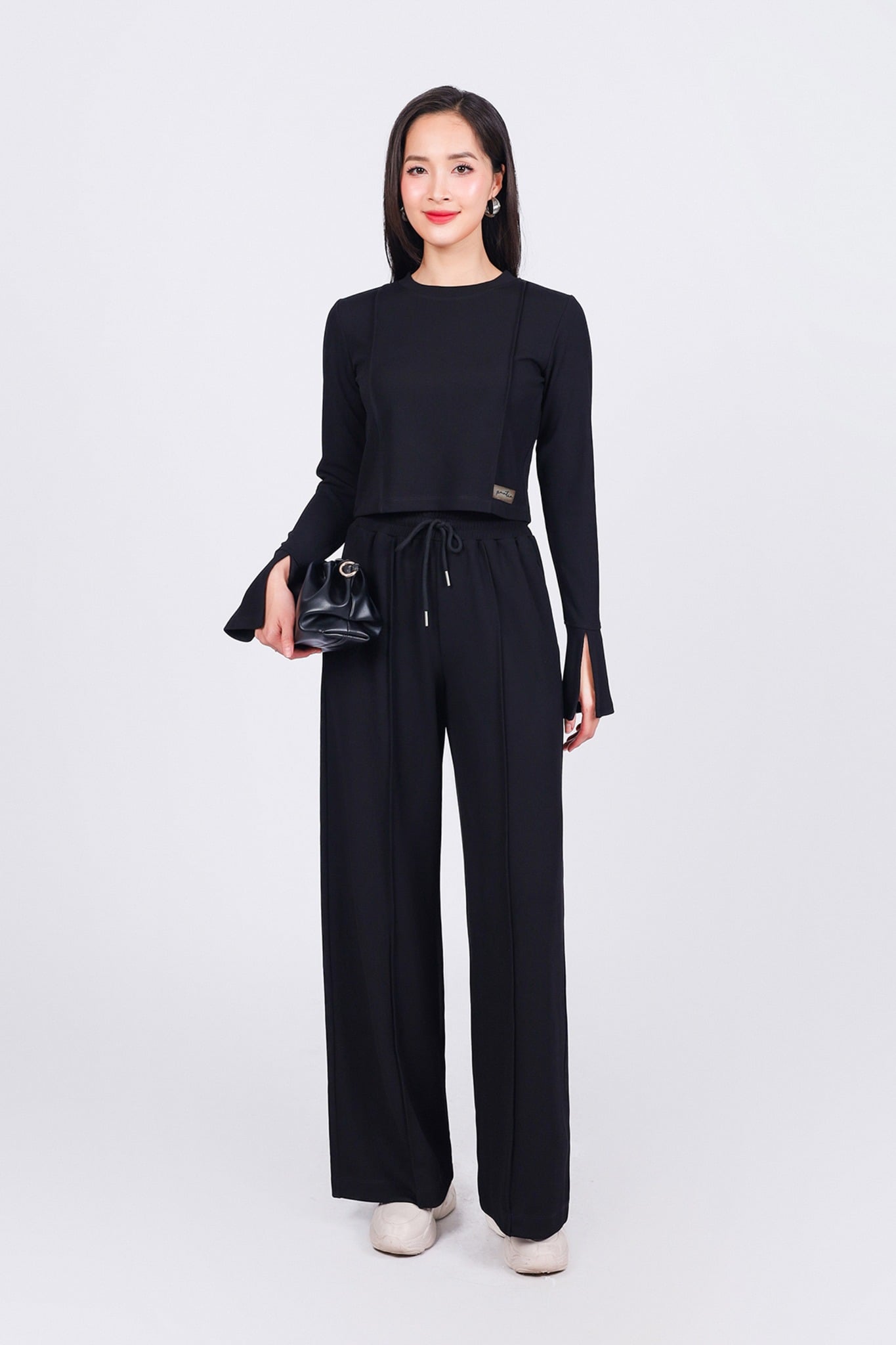 BQD93296 - Quần bộ thể thao dáng suông ống đứng cạp chun phối dây thắt tạo kiểu - PANTIO