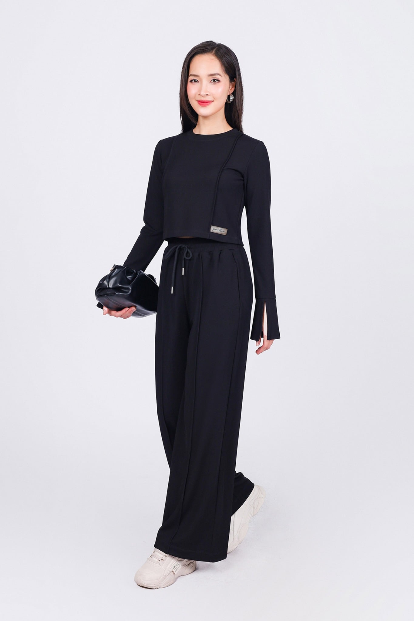 BQD93296 - Quần bộ thể thao dáng suông ống đứng cạp chun phối dây thắt tạo kiểu - PANTIO