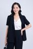 BAV33096 - Áo Vest công sở vải tuyp xy dáng suông cổ hai ve tay cộc sau lưng xẻ tà tạo kiểu - PANTIO
