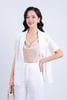 BAV33096 - Áo Vest công sở vải tuyp xy dáng suông cổ hai ve tay cộc sau lưng xẻ tà tạo kiểu - PANTIO