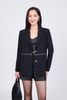 BAV53122 - Áo vest công sở vải tuyp xy dáng suông cổ hai ve thân áo phối khóa kim loại tạo kiểu - PANTIO