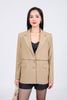 BAV53122 - Áo vest công sở vải tuyp xy dáng suông cổ hai ve thân áo phối khóa kim loại tạo kiểu - PANTIO