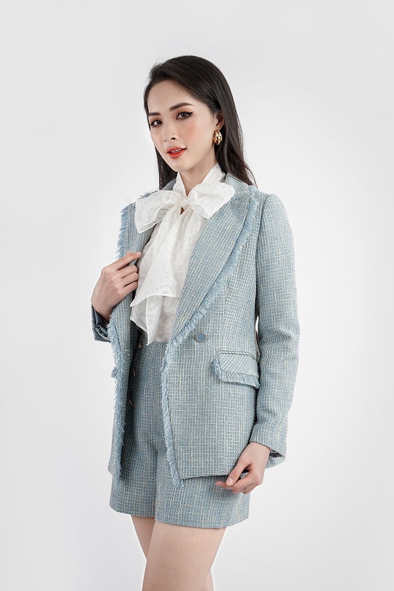 Quần ngắn chất liệu dạ tweed cạp cao BQN72503 - PANTIO