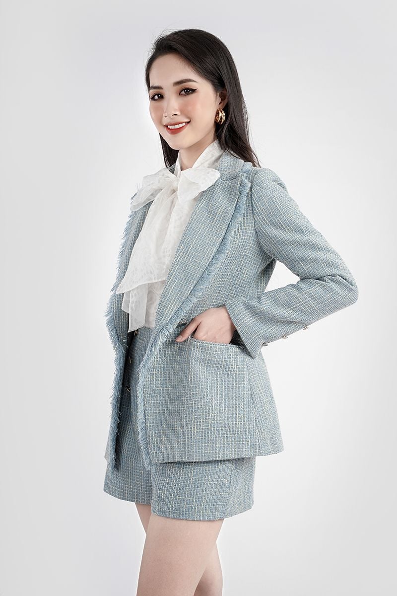 Áo vest nữ chất liệu dạ viền tua rua BAV72503 - PANTIO