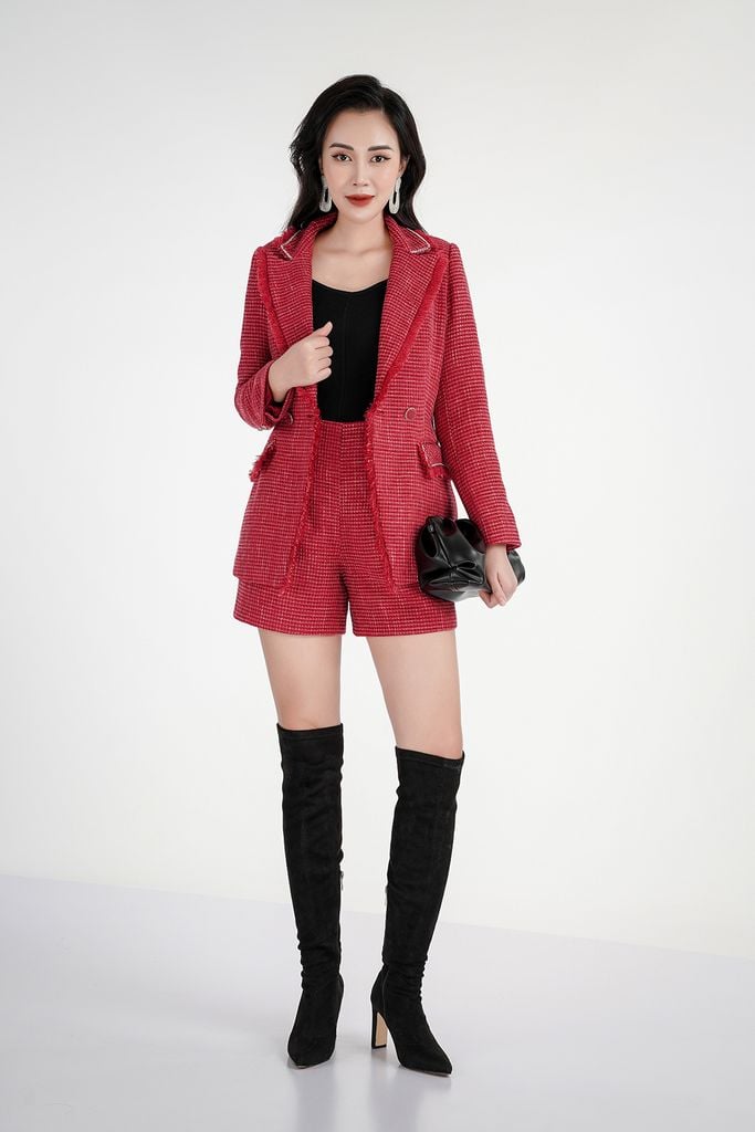 Áo vest nữ chất liệu dạ viền tua rua BAV72503 - PANTIO