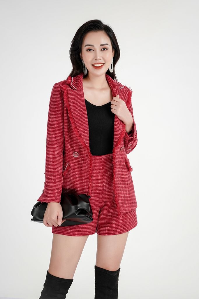 Áo vest nữ chất liệu dạ viền tua rua BAV72503 - PANTIO