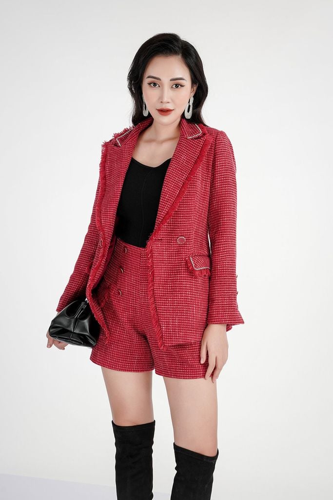 Áo vest nữ chất liệu dạ viền tua rua BAV72503 - PANTIO