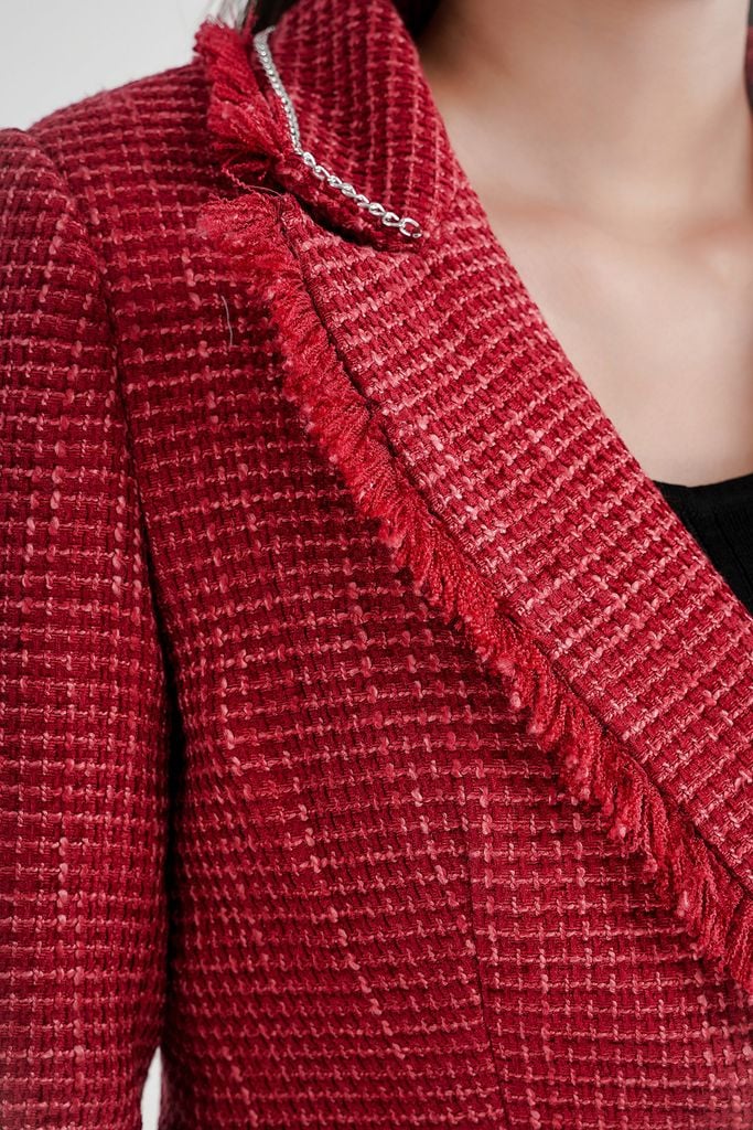 Áo vest nữ chất liệu dạ viền tua rua BAV72503 - PANTIO