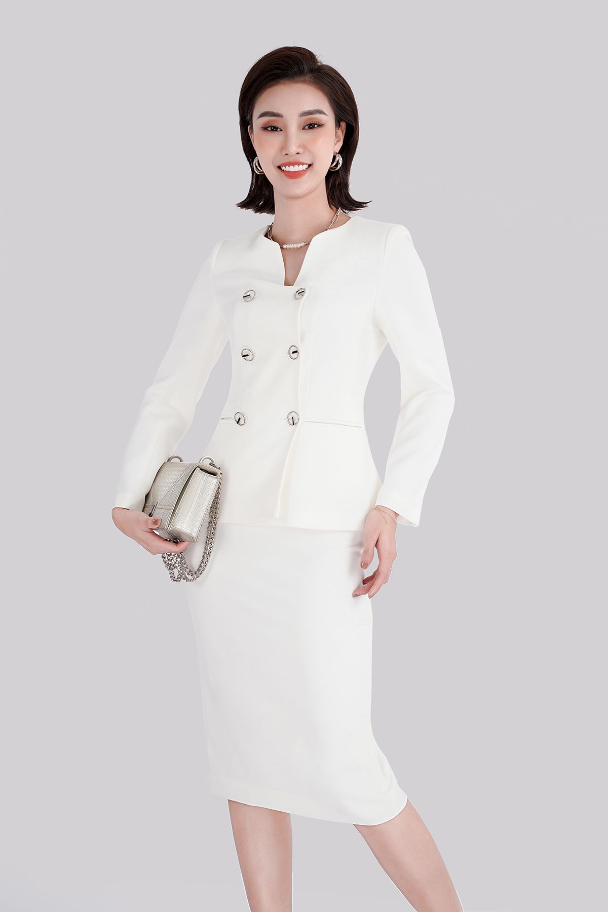 BJD72522 - Chân váy bút chì chất liệu thô dày, cạp liền ly chiết - PANTIO