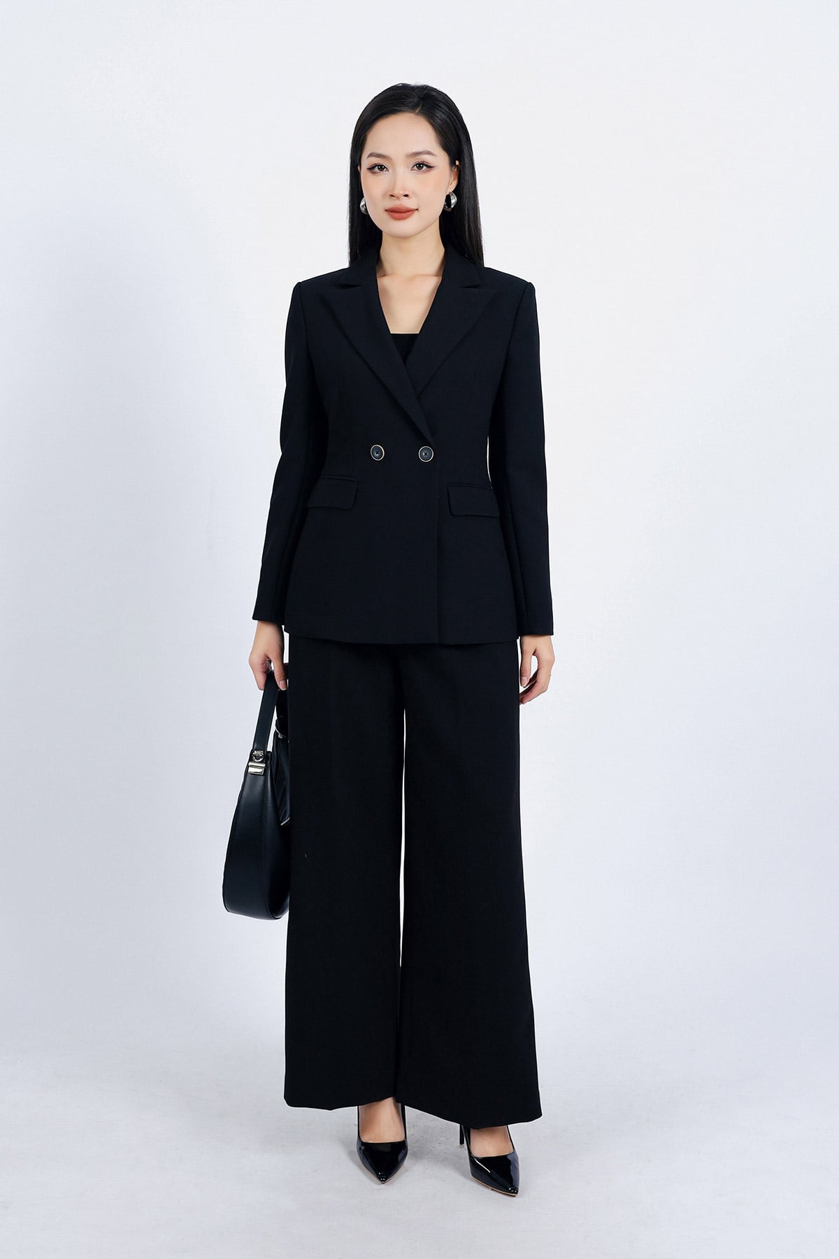 BAV73168 - Áo vest công sở vải thô dáng ôm cổ hai ve có đệm vai thân áo ốp túi hai bên tạo kiểu cài khuy thân trước - PANTIO