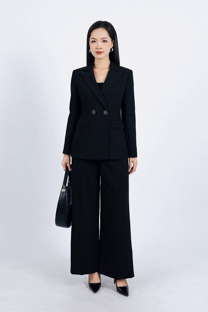 BAV73168 - Áo vest công sở vải thô dáng ôm cổ hai ve có đệm vai thân áo ốp túi hai bên tạo kiểu cài khuy thân trước - PANTIO