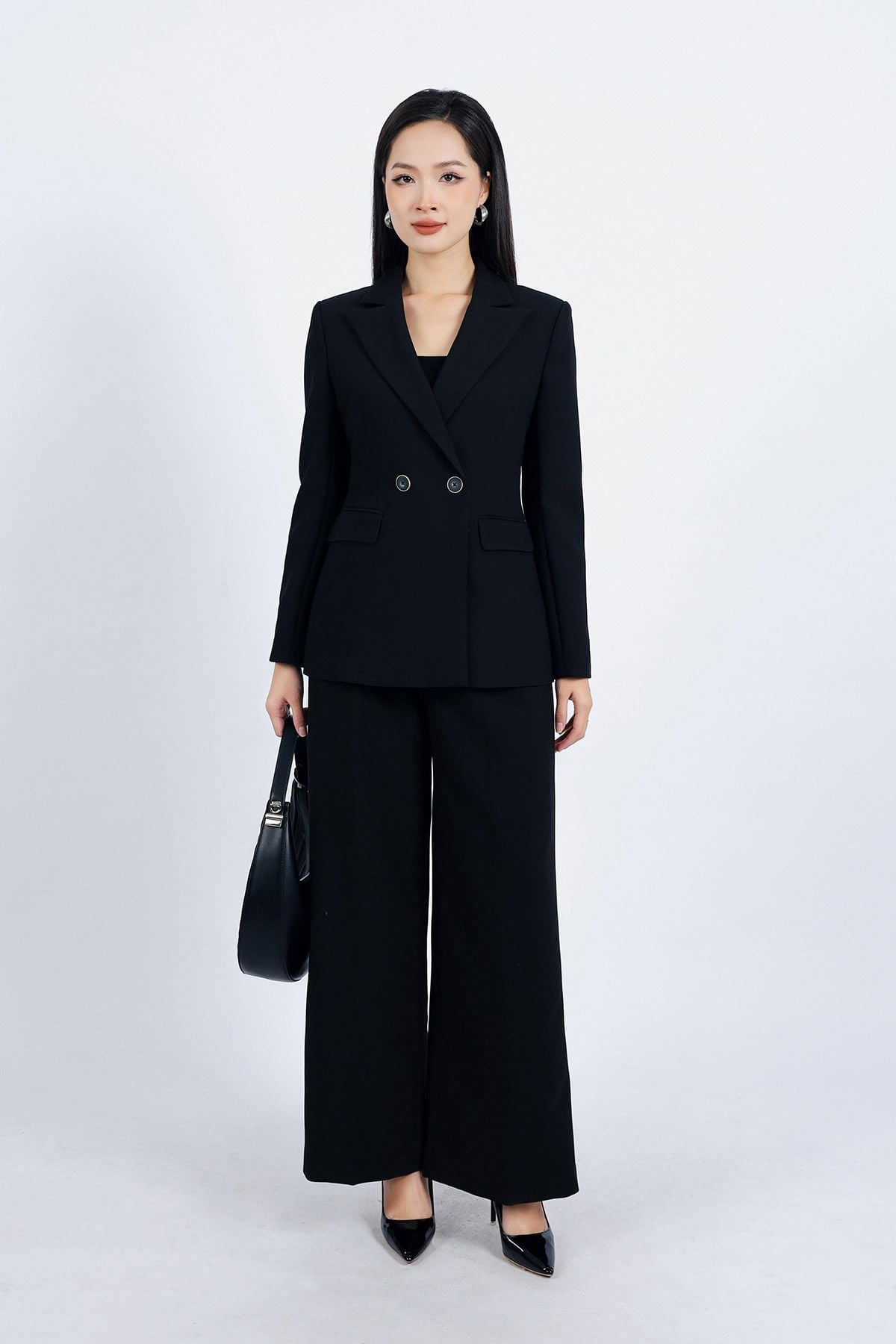 BAV73168 - Áo vest công sở vải thô dáng ôm cổ hai ve có đệm vai thân áo ốp túi hai bên tạo kiểu cài khuy thân trước - PANTIO