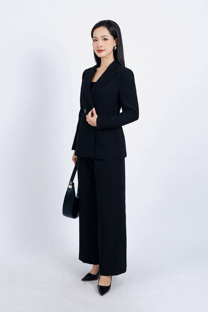 BAV73168 - Áo vest công sở vải thô dáng ôm cổ hai ve có đệm vai thân áo ốp túi hai bên tạo kiểu cài khuy thân trước - PANTIO