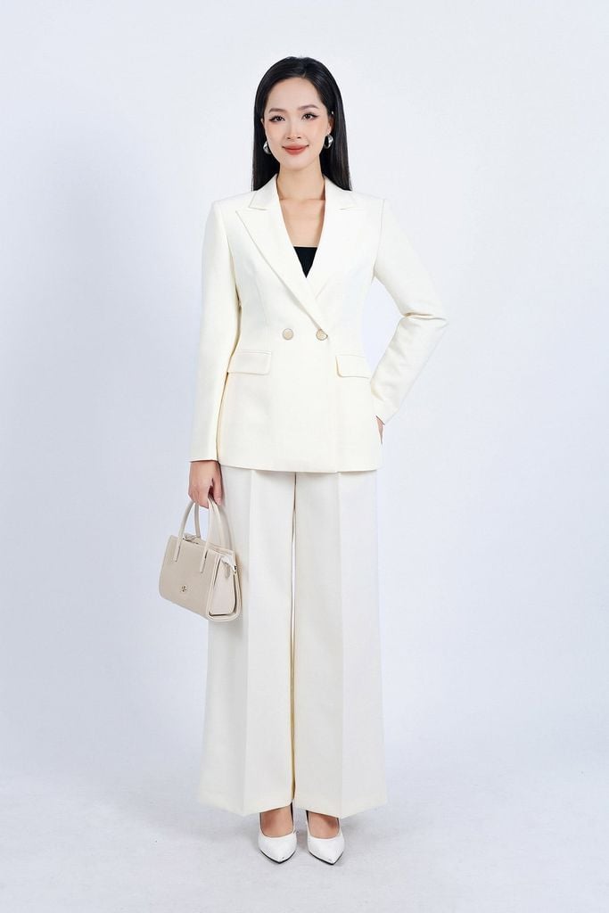 BAV73168 - Áo vest công sở vải thô dáng ôm cổ hai ve có đệm vai thân áo ốp túi hai bên tạo kiểu cài khuy thân trước - PANTIO