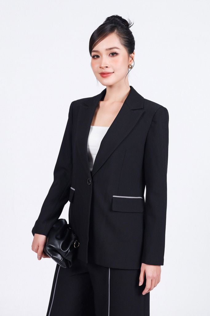 BQD73170 - Quần dài công sở vải tuyp xy dáng suông ống đứng hoạ tiết đường kẻ tạo kiểu - PANTIO