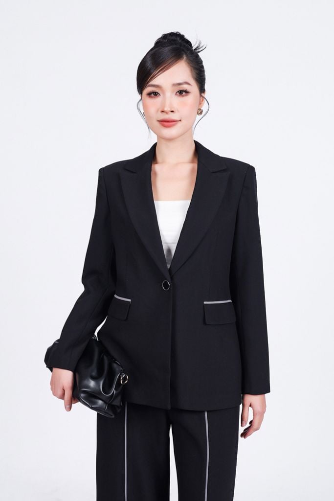 BQD73170 - Quần dài công sở vải tuyp xy dáng suông ống đứng hoạ tiết đường kẻ tạo kiểu - PANTIO