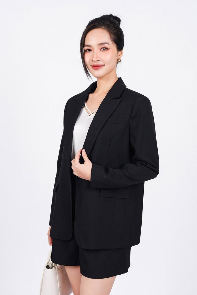 BQN73179 - Quần short vải thô dáng suông cạp phối ly bong khoá thân trước - PANTIO