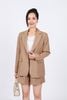 BQN73179 - Quần short vải thô dáng suông cạp phối ly bong khoá thân trước - PANTIO