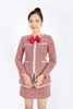 BAV92756 - Áo vest nữ công sở vải dạ dáng ôm cổ tròn thân viền dây ren tạo kiểu cài khóa kim loại - PANTIO