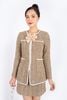 BAV92756 - Áo vest nữ công sở vải dạ dáng ôm cổ tròn thân viền dây ren tạo kiểu cài khóa kim loại - PANTIO