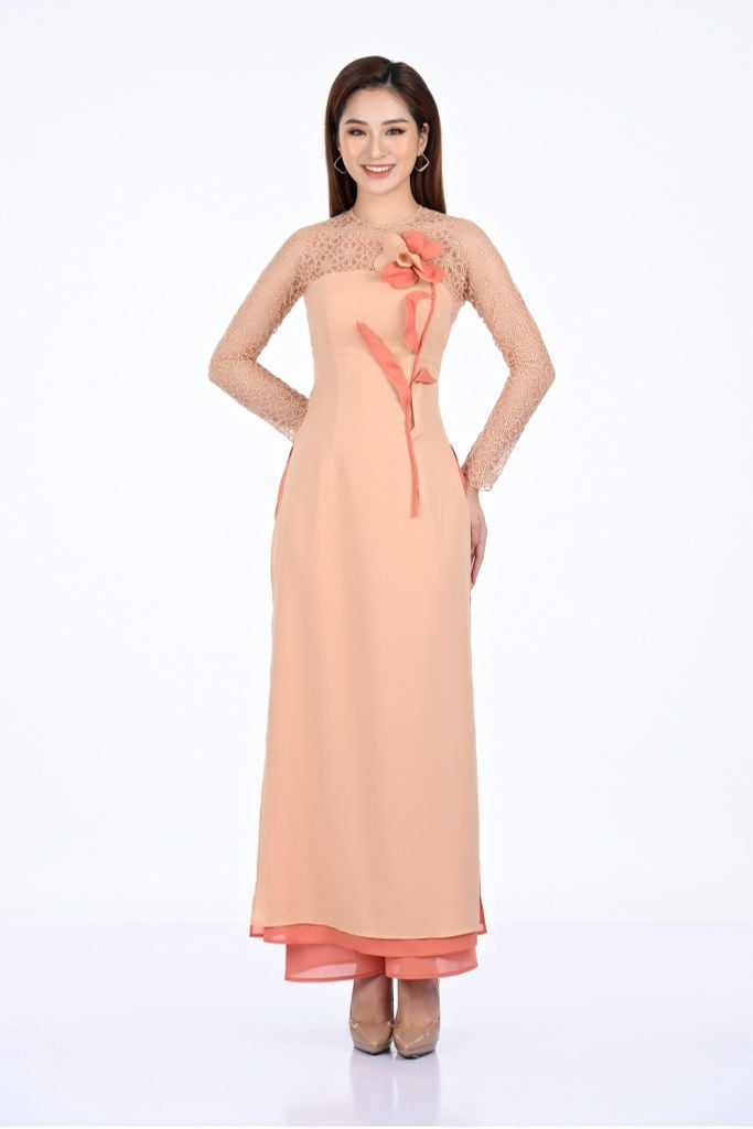 BDQ10075 - Quần áo dài vải phi cát dáng suông khoá thân trước