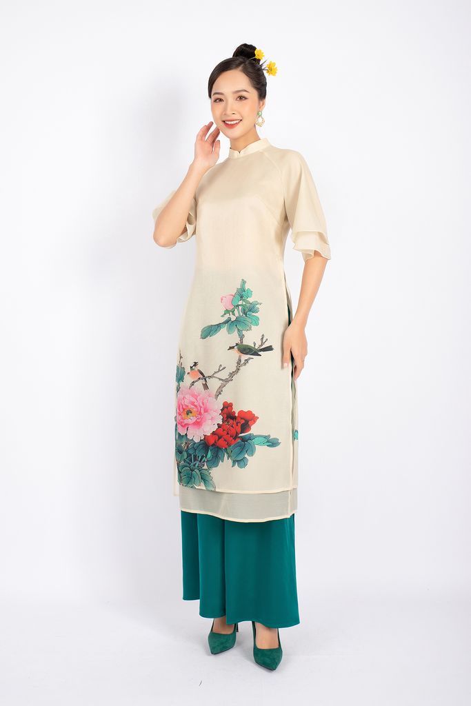 Áo dài cách tân gấm nhung tuyết và chân váy tutu cho bé gái CBG9113R  Bé  Cưng Shop