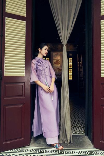 BDQ50069 - Quần dài truyền thống vải lụa dáng suông ống rộng cạp liền - PANTIO