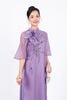 BDA50155 - Áo dài cách tân vải tơ dáng suông dài hai tà cổ tàu tay áo giác lăng thân áo đính hoa 3D cao cấp - PANTIO