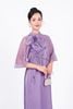 BDA50155 - Áo dài cách tân vải tơ dáng suông dài hai tà cổ tàu tay áo giác lăng thân áo đính hoa 3D cao cấp - PANTIO
