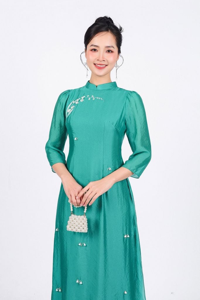 BDQ50160 - Quần áo dài truyền thống vải lụa dày dáng suông dài ống rộng khóa kéo trước cạp sau pha chun co giãn - PANTIO