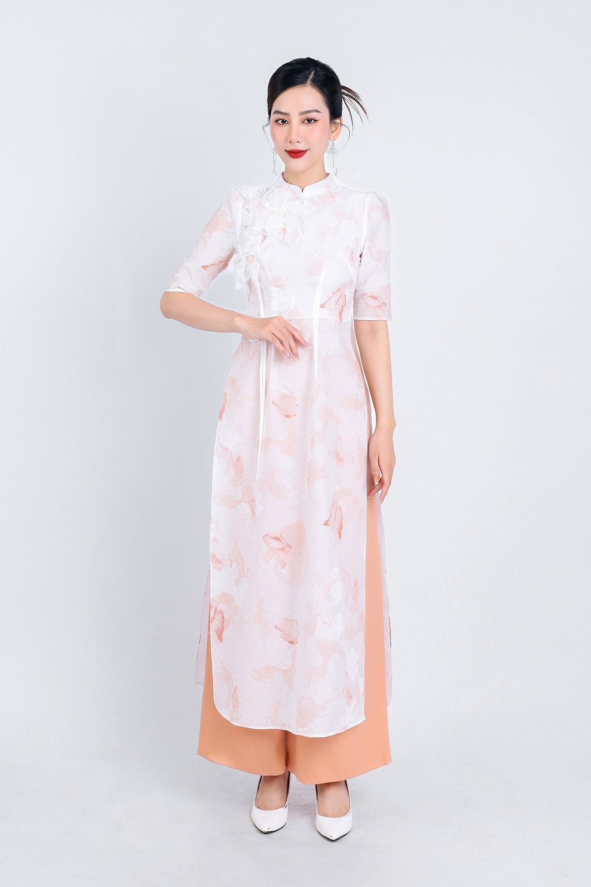 BDQ50085 - Quần áo dài vải lụa dáng đứng ống rộng khóa thân trước thân sau có chun co dãn